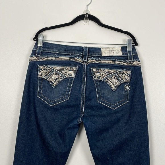 Miss Me Standard Boot Womens 30 Jeans Embroidered 5 Pocket Relaxed Blue Denim - Picture 6 of 9